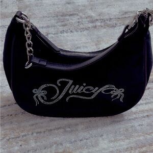 Juicy Couture Black Shoulder Bag with Silver Accents